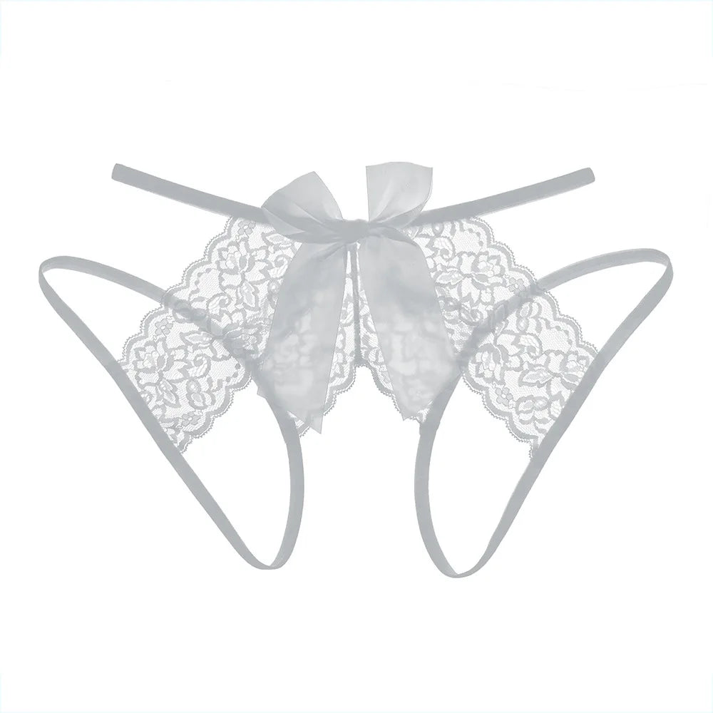 Plus Size Sexy Lace G-String – Transparent Crotchless Thong Lingerie for Women