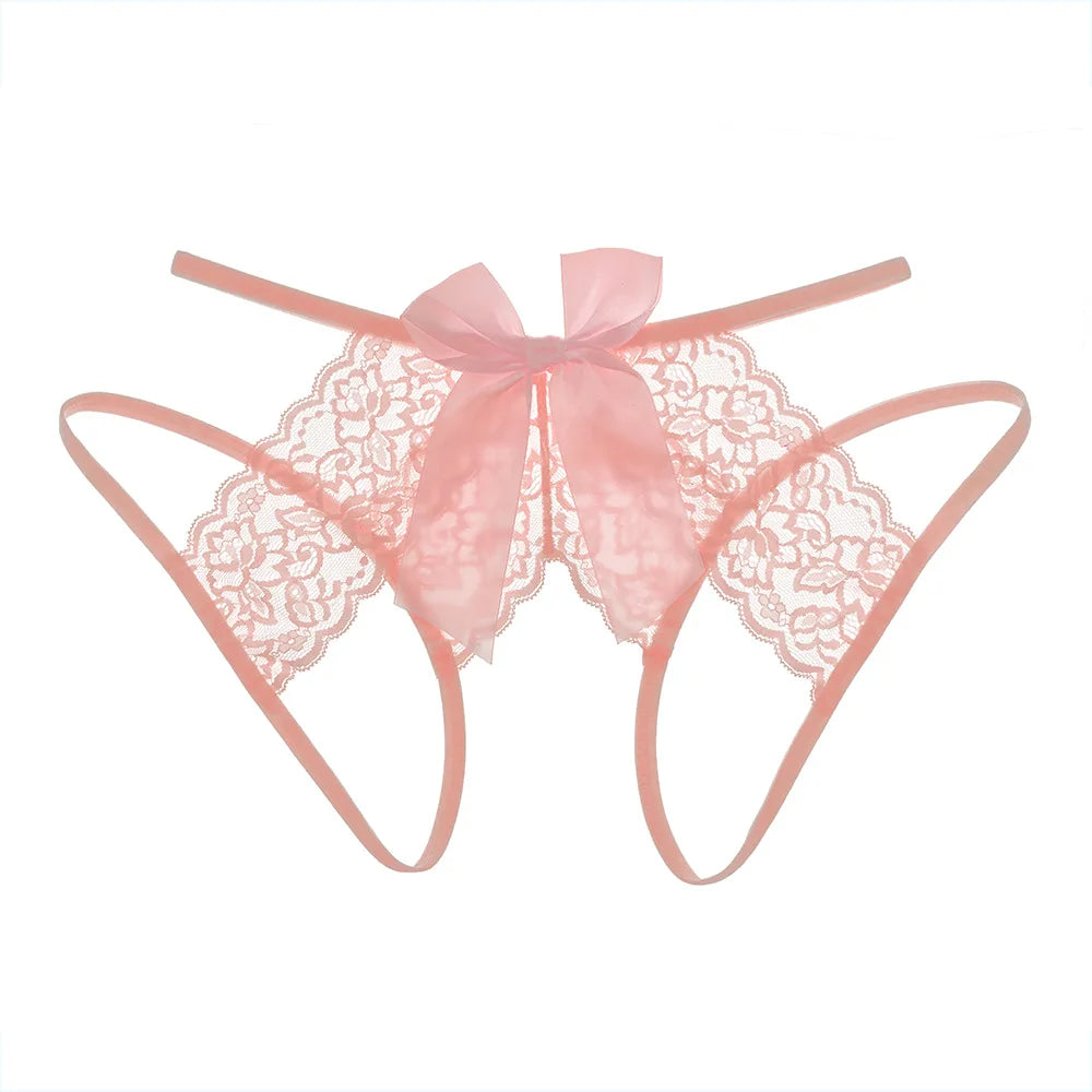 Plus Size Sexy Lace G-String – Transparent Crotchless Thong Lingerie for Women