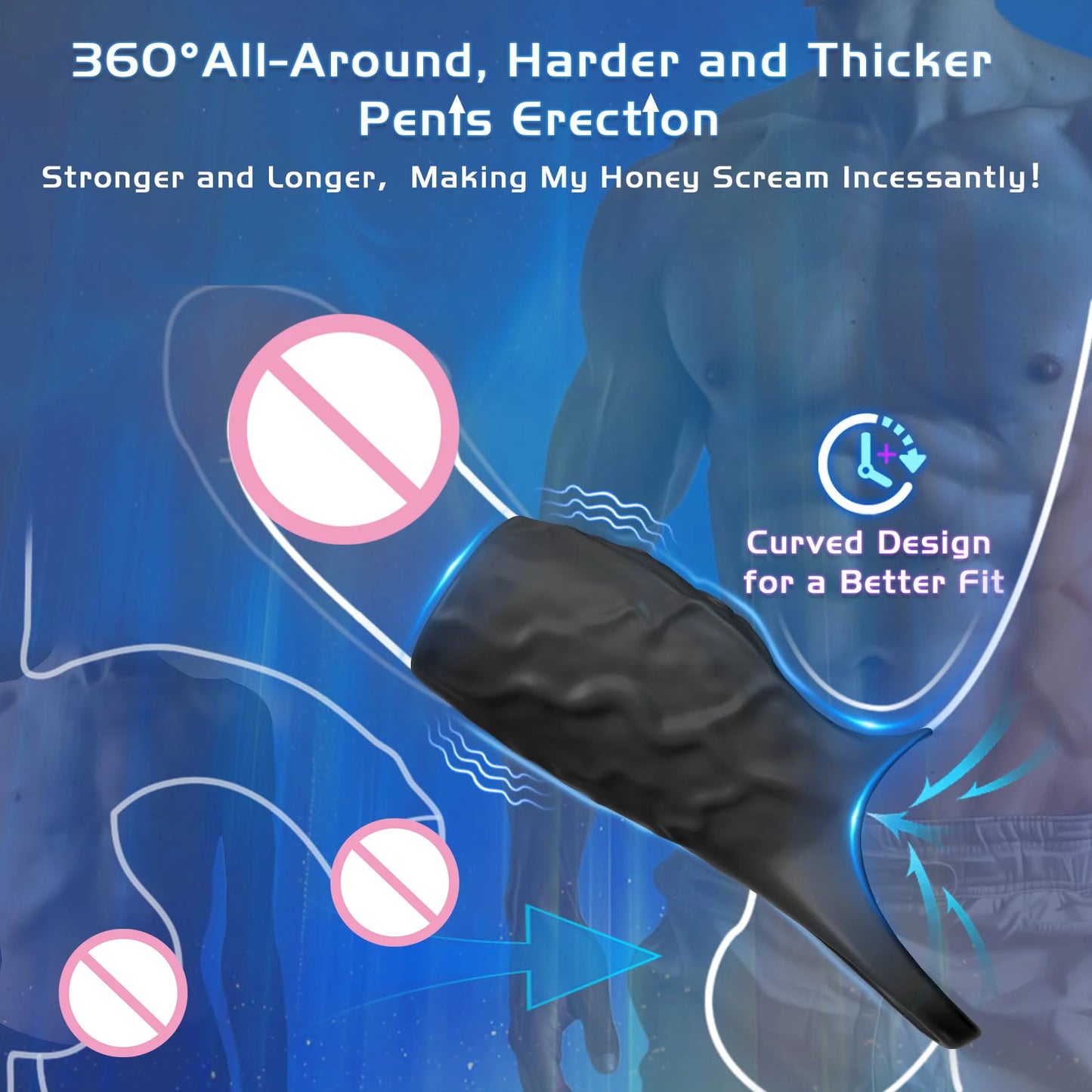 HESEKS Vibrator Penis Sleeve and Cock Ring Extender