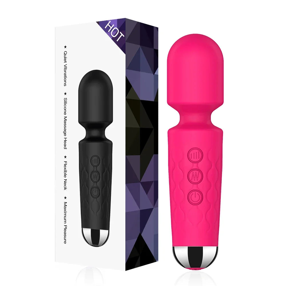 20-Speed Waterproof AV Vibrator for G-Spot and Clitoral Stimulation