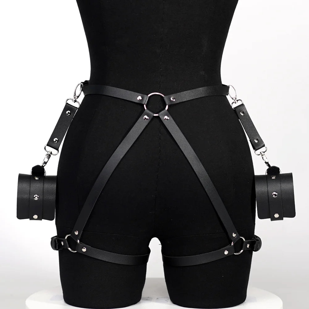 Women's Leather Thigh Garter – Adjustable Leg Harness