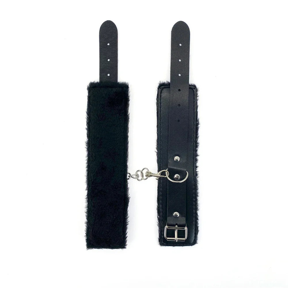 2pcs PU Leather Sex Handcuffs with Eye Mask for Couples