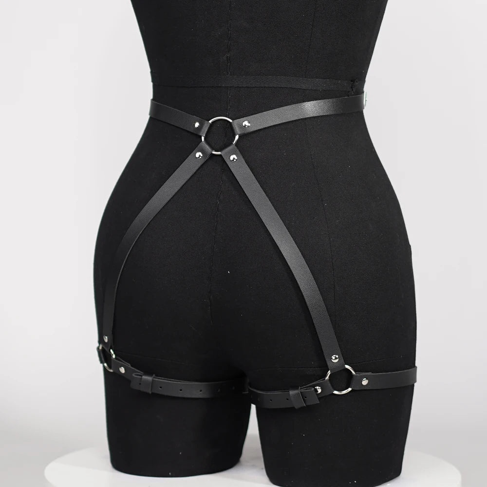 Women's Sexy Leather Garter Belt Thigh Harness BDSM Lingerie