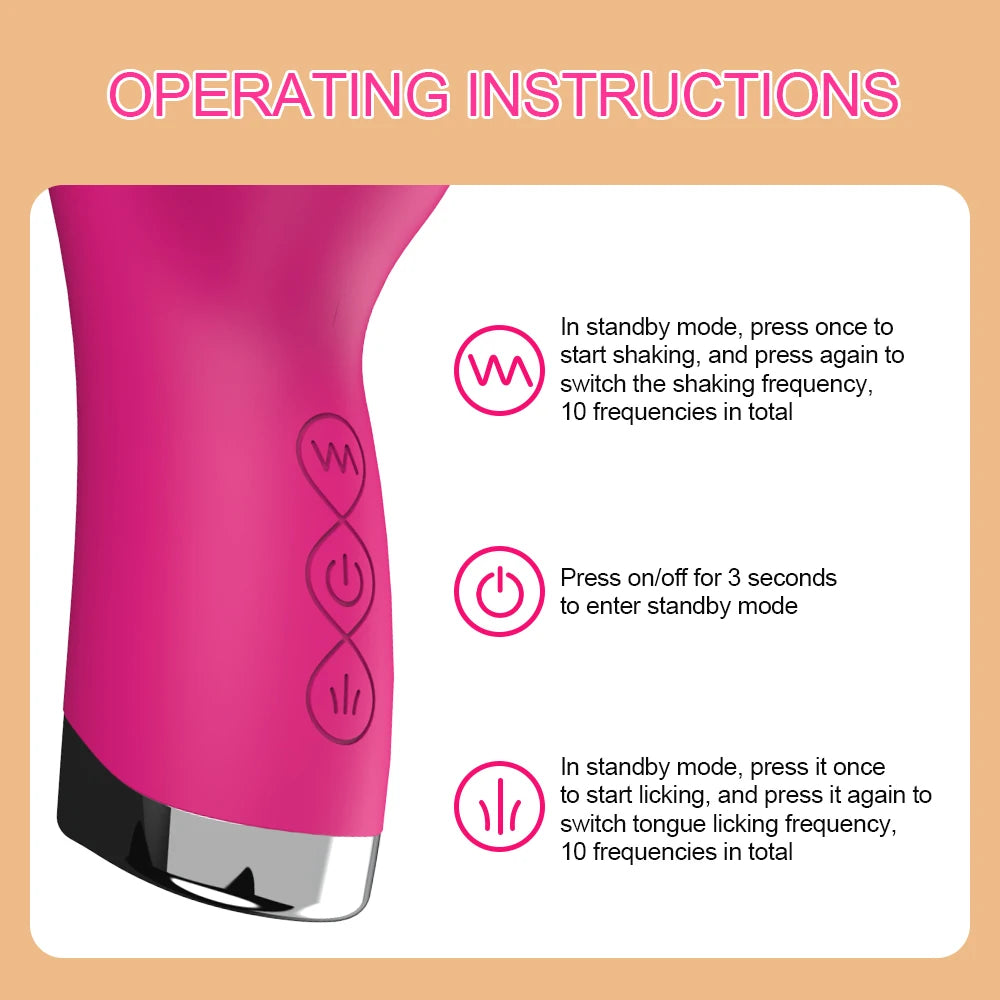 FairyKiss 2-in-1 Tongue Licking Vibrator - 20 Speed Clitoral & Vaginal Stimulator