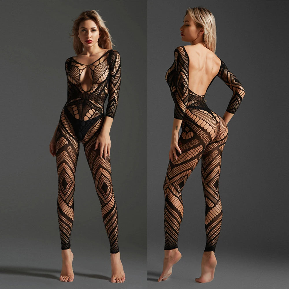 Sexy Open-Crotch Bodystocking – Erotic Mesh Lingerie for Women in 18 Styles