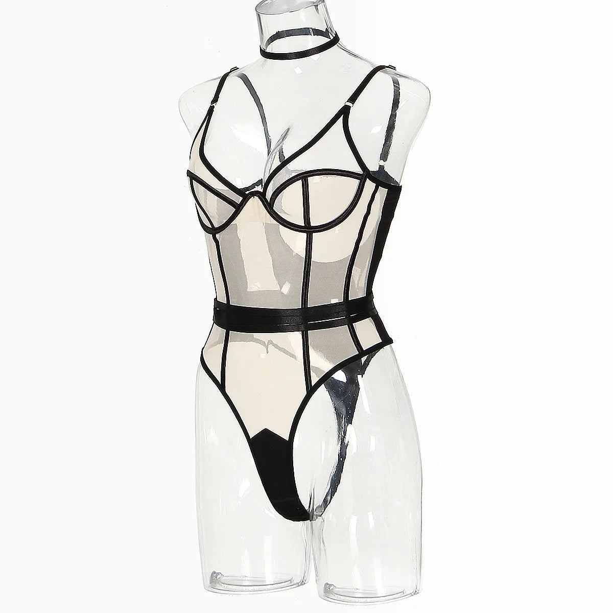 Ellolace Sensual See-Through Bodysuit – Transparent, Open-Crotch Babydoll Fantasy Lingerie