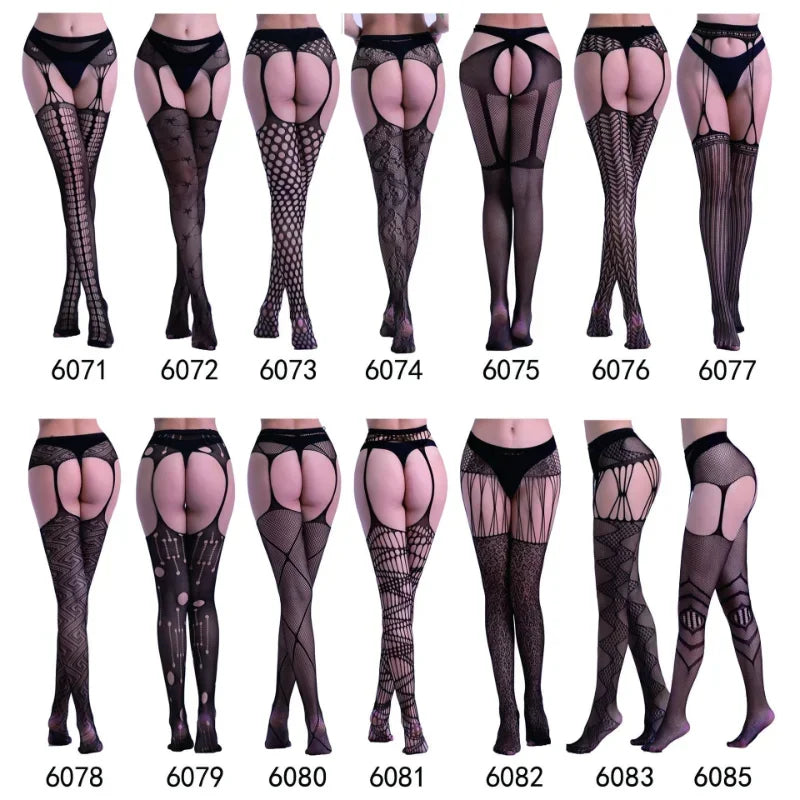 Hot Sexy Fishnet Pantyhose – Crotchless Mesh Suspenders Stockings for Women