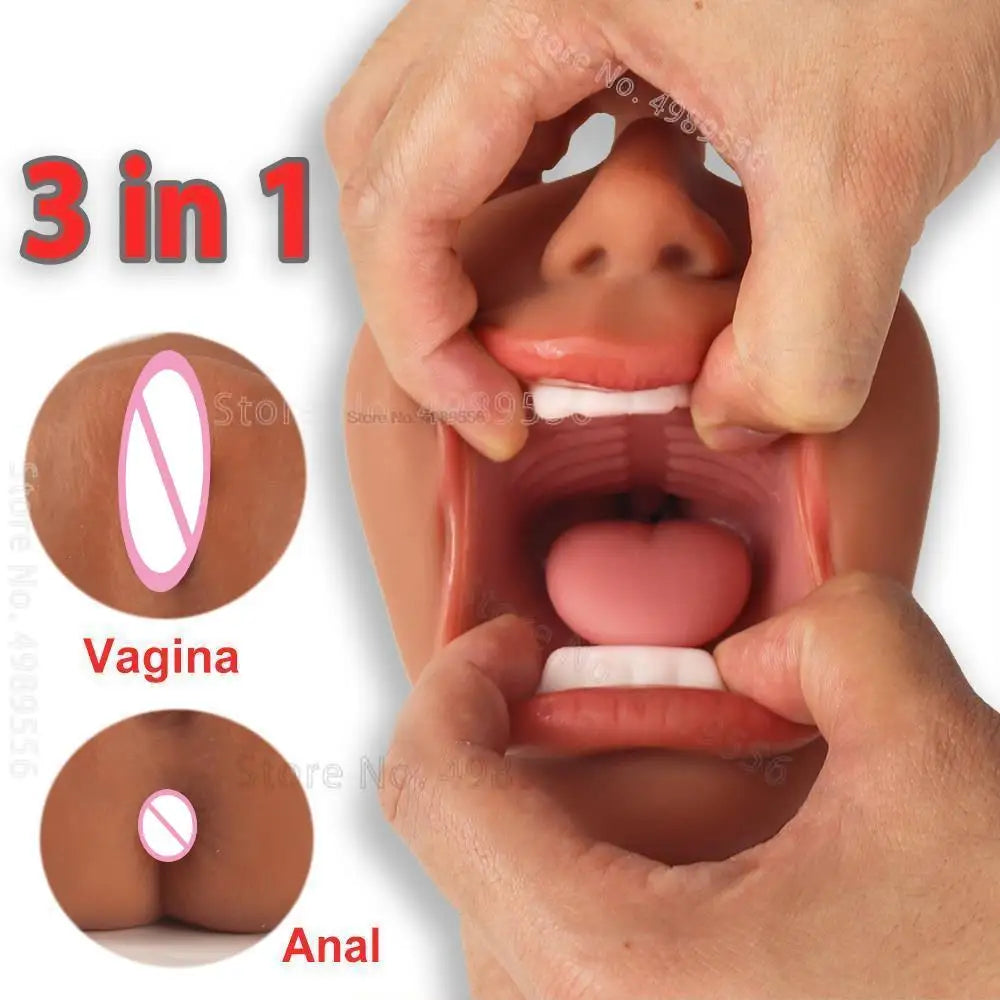 3-in-1 Realistic Male Masturbator with Unique Textures