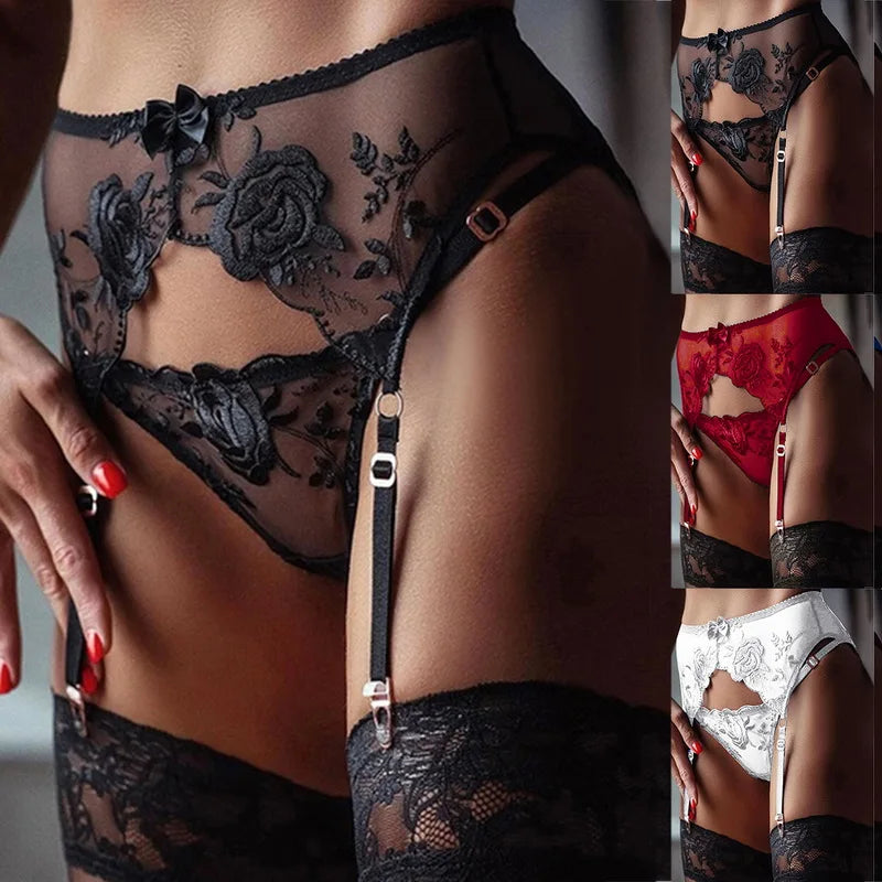 Women's Sexy Lace Garter Belt with Stockings – Suspender Lingerie Set