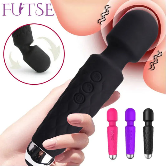 20-Speed Waterproof AV Vibrator for G-Spot and Clitoral Stimulation