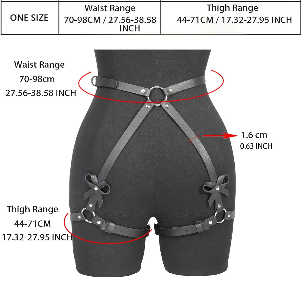 Women's Sexy Leather Garter Belt Thigh Harness BDSM Lingerie