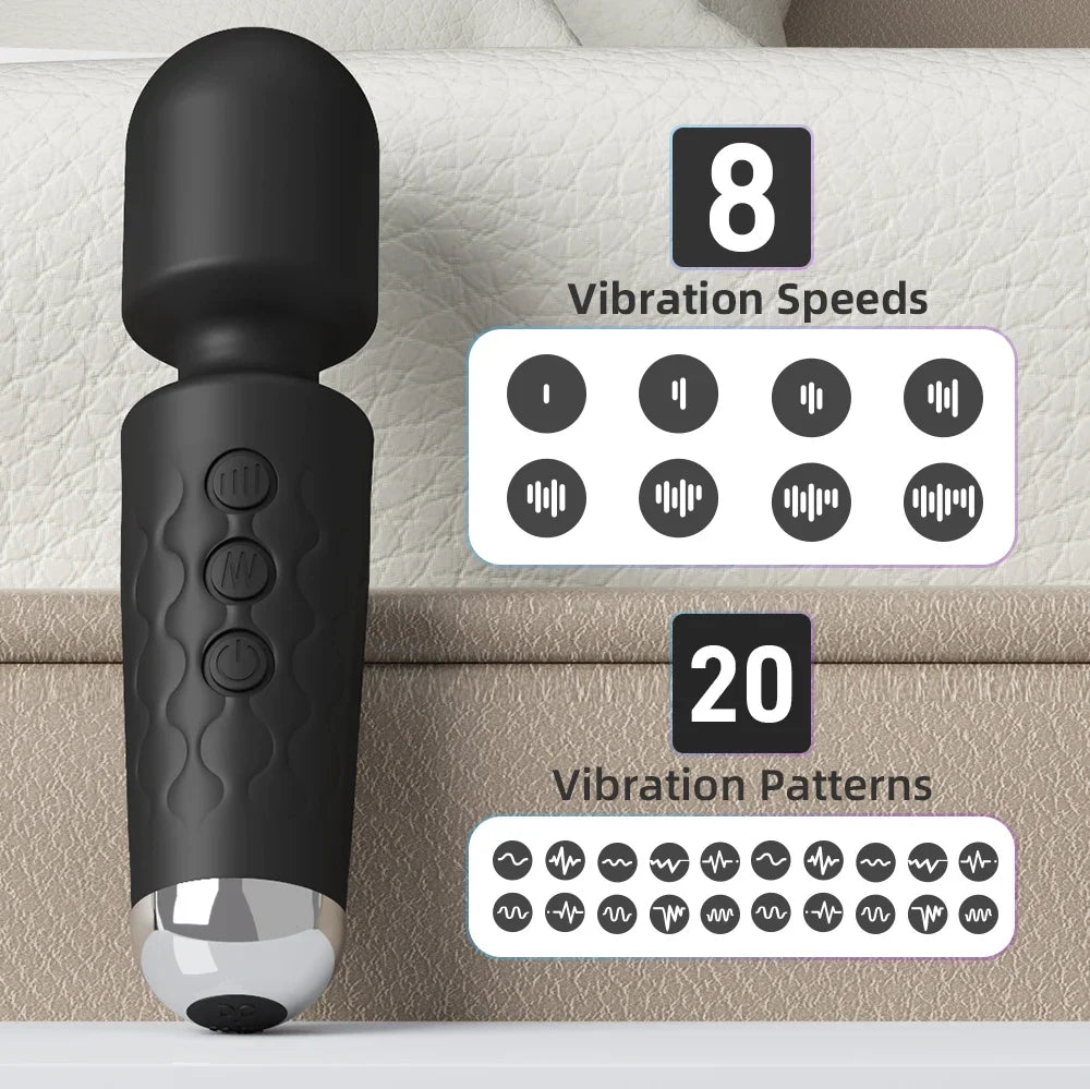 20-Speed Waterproof AV Vibrator for G-Spot and Clitoral Stimulation