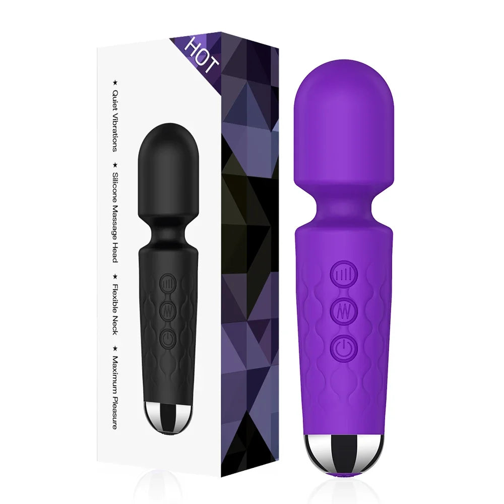 20-Speed Waterproof AV Vibrator for G-Spot and Clitoral Stimulation