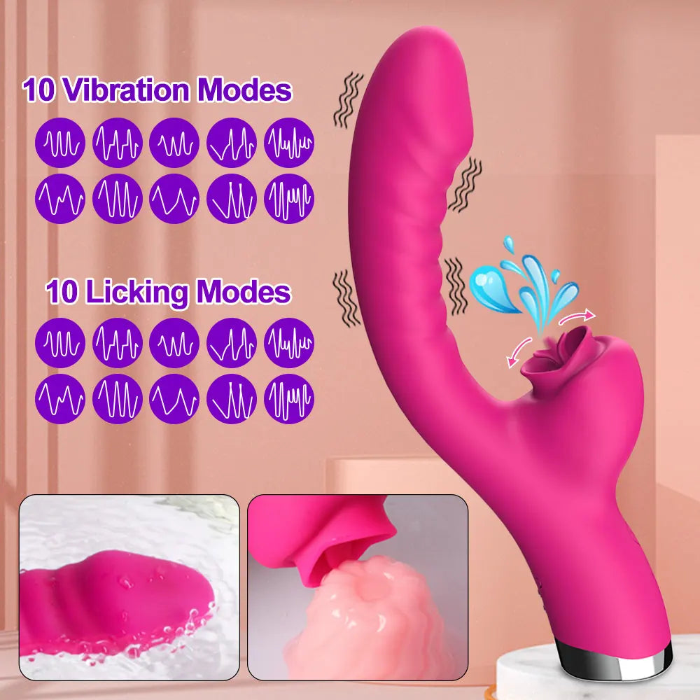 FairyKiss 2-in-1 Tongue Licking Vibrator - 20 Speed Clitoral & Vaginal Stimulator