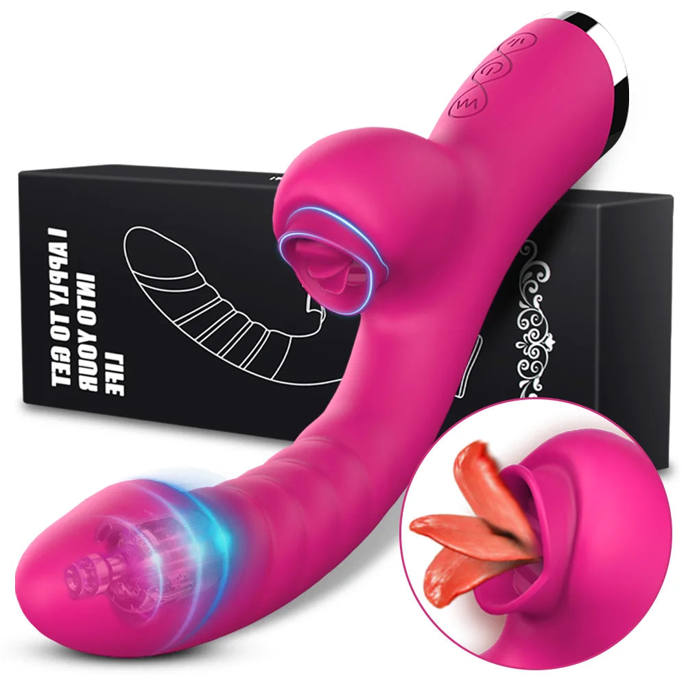 FairyKiss 2-in-1 Tongue Licking Vibrator - 20 Speed Clitoral & Vaginal Stimulator