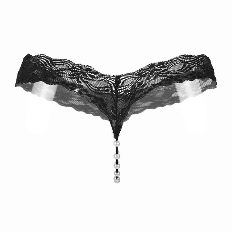 Sexy Pearl Thong – Erotic Lace Crotchless Panties for Women