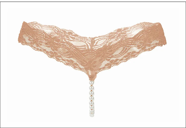 Sexy Pearl Thong – Erotic Lace Crotchless Panties for Women