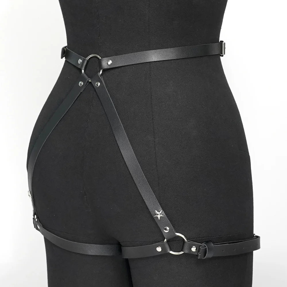 Women's Leather Thigh Garter – Adjustable Leg Harness