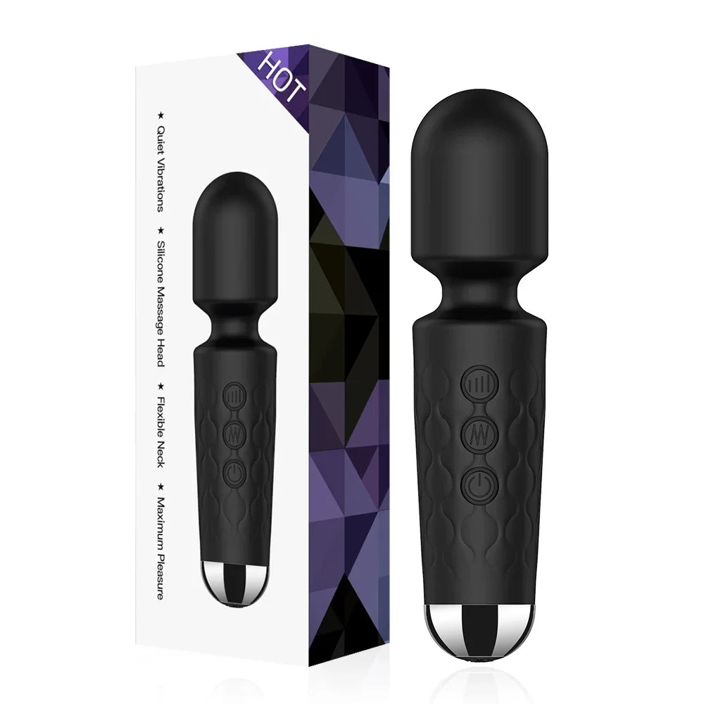 20-Speed Waterproof AV Vibrator for G-Spot and Clitoral Stimulation