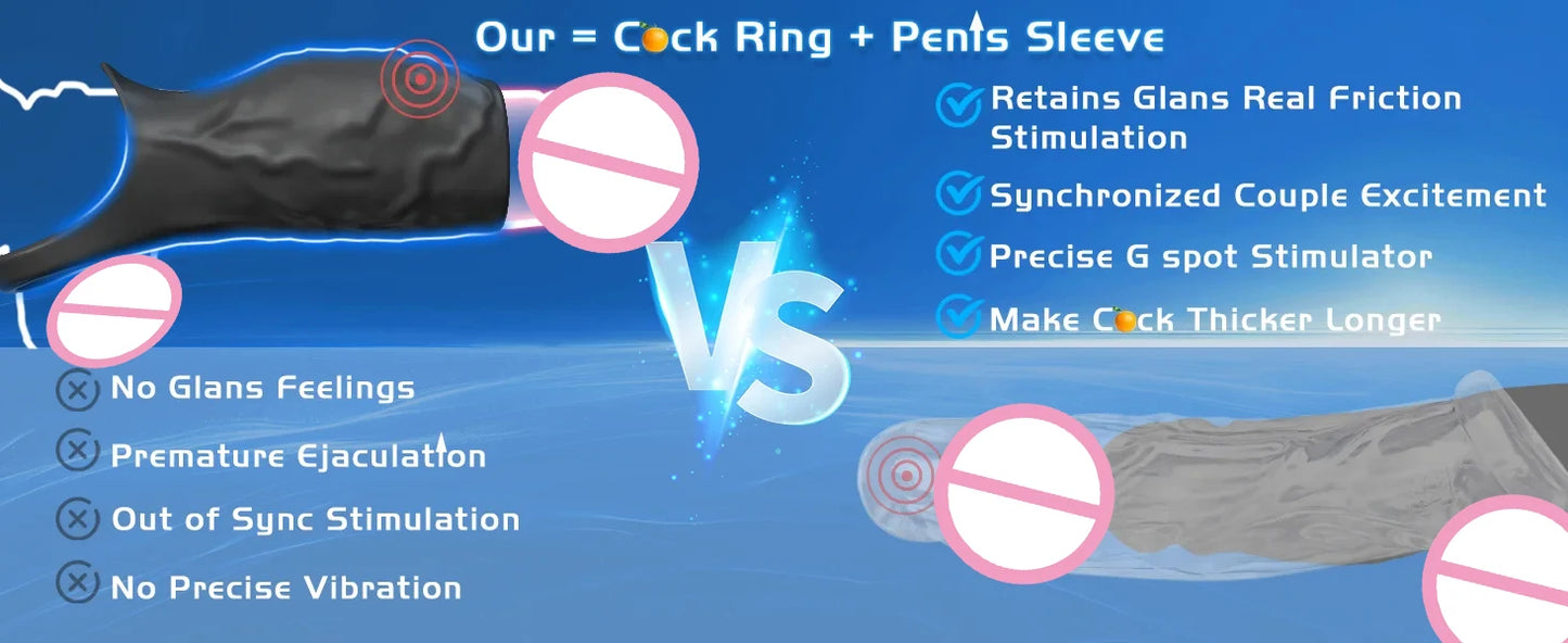 HESEKS Vibrator Penis Sleeve and Cock Ring Extender