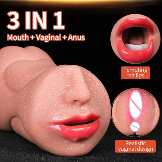 3-in-1 Realistic Male Masturbator Cup for Ultimate Pleasure