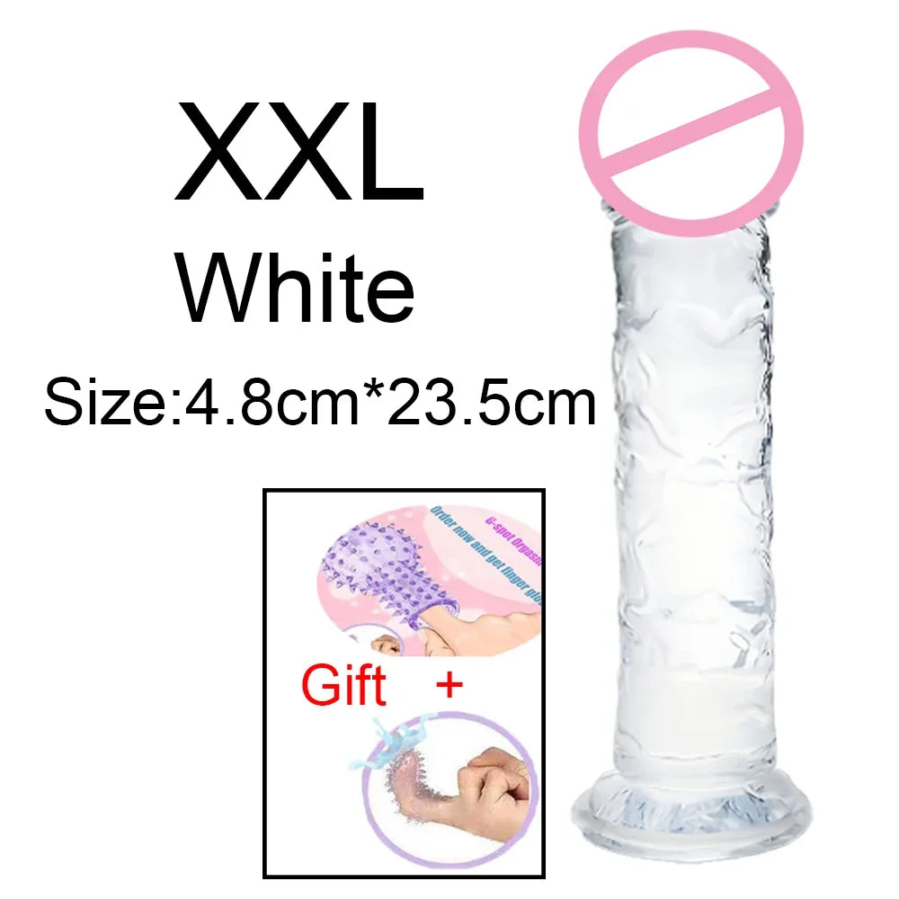 Fierce Horse Soft Transparent Dildo with Suction Cup - Multiple Sizes & Colours