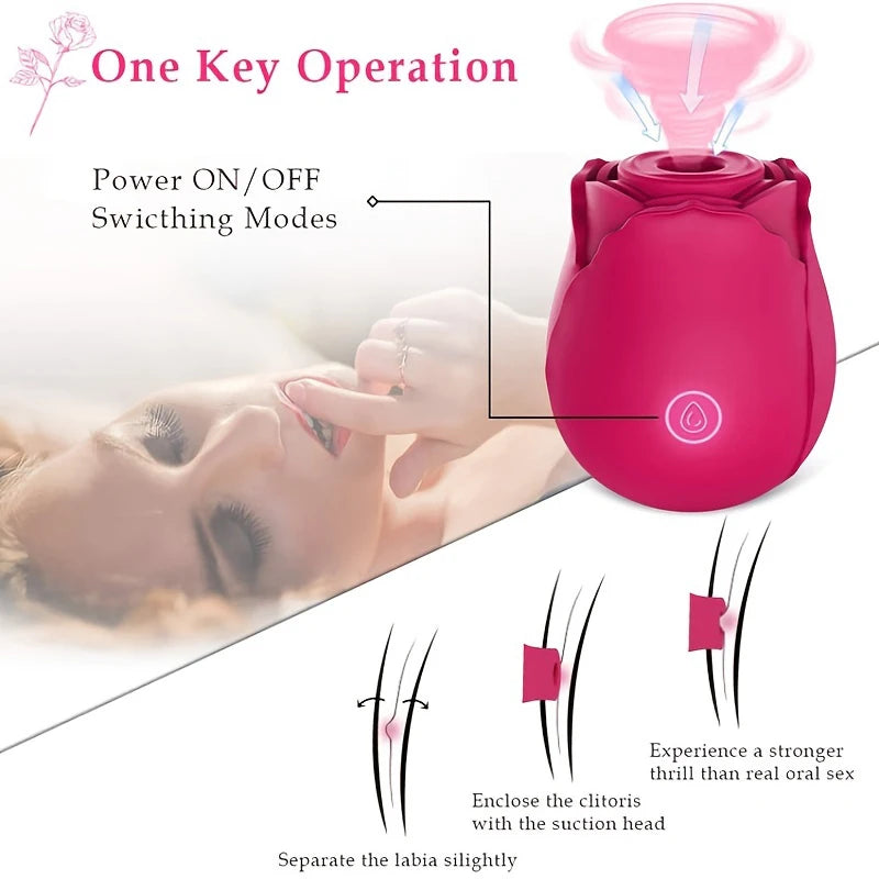 Rose-Shaped Clitoral Sucking Vibrator with 7 Intense Frequencies