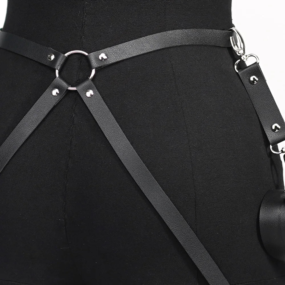 Women's Leather Thigh Garter – Adjustable Leg Harness