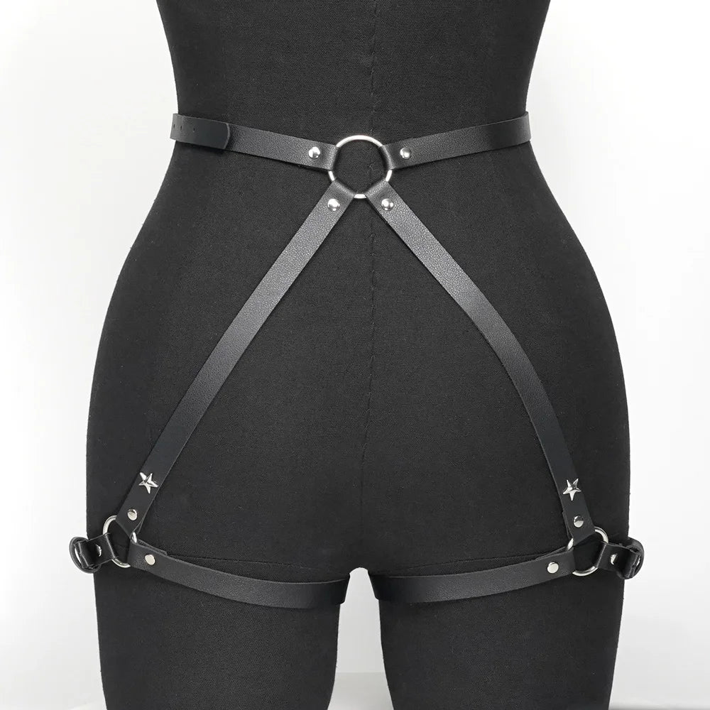 Women's Leather Thigh Garter – Adjustable Leg Harness